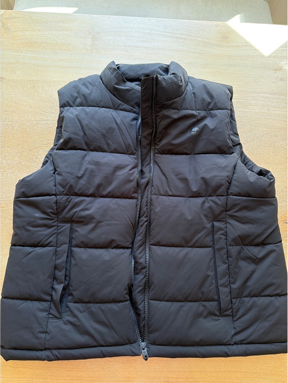 Timberland Men Quilted Puffer Vest Full-Zip Sleeveless Jacket Dark Gray Black XL